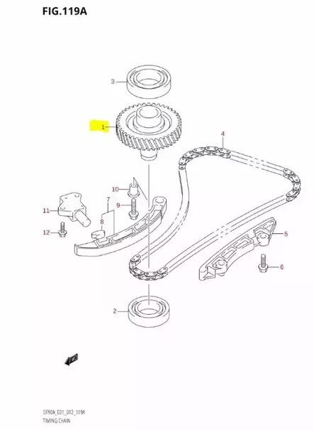 Jakoketjun Ratas/Driven Gear (NT:36) Suzuki DF70-DF90 - Suzuki osat perämoottorille - 42998 - 2
