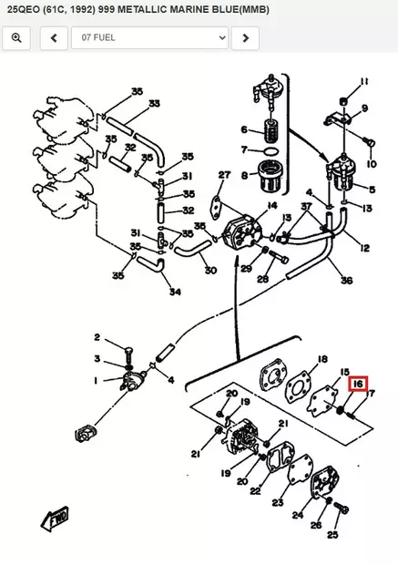 Jousen Vaste/Seat Spring (Fuel) Yamaha 20-250hv - Varaosat ja lisävarusteet - 52618 - 1
