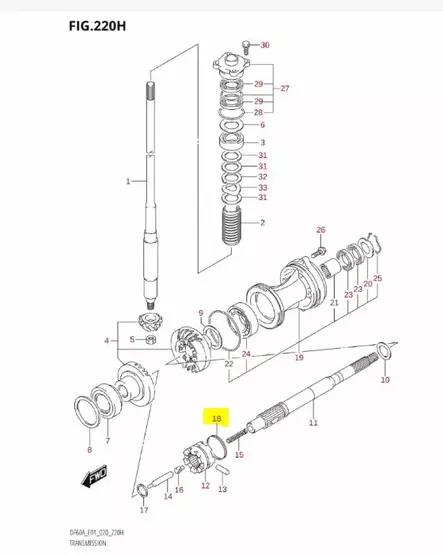 Jousi Vaihteensiirtäjä/Spring Suzuki DF40-DF140 - Suzuki osat perämoottorille - 42918 - 2