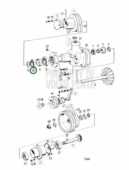 Kuulalaakeri/Ball Bearing Kiertovesipumppu/Merikytkin Volvo Penta - Sisäperämoottorin osat - 4818 - 2
