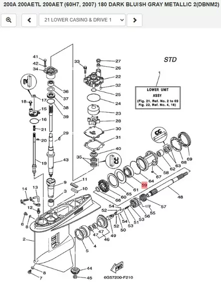 Laakeri/Bearing (6G5) Yamaha 150-250hv - Yamaha osat perämoottoreille - 50388 - 1