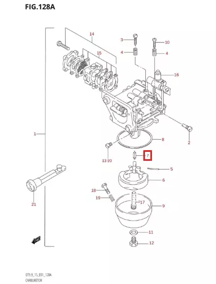 Neulaventtiili/Needle Valve Assy Suzuki DT8 DT9.9 DT15 - Varaosat ja lisävarusteet - 52578 - 1