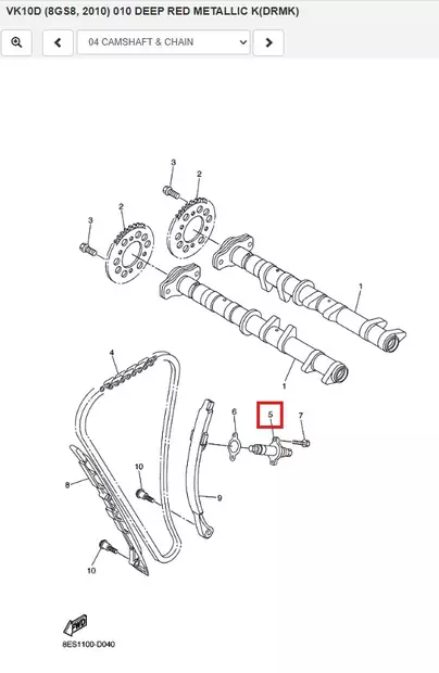 Nokka-Akselin Ketjunkiristin/Tensioner Cam Chain Yamaha Kelkka - Yamaha Moto - 50868 - 2