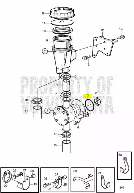 O-Rengas Merivesipumppu/Ruiskutuspumppu Volvo Penta (947314) - Sisäperämoottorin osat - 7378 - 2