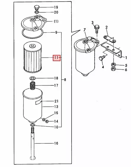 Polttoainesuodatin Elementti/Filter Fuel D90 Yanmar 6LY-sarja - Yanmar moottorin alkuperäisosat - 42758 - 2