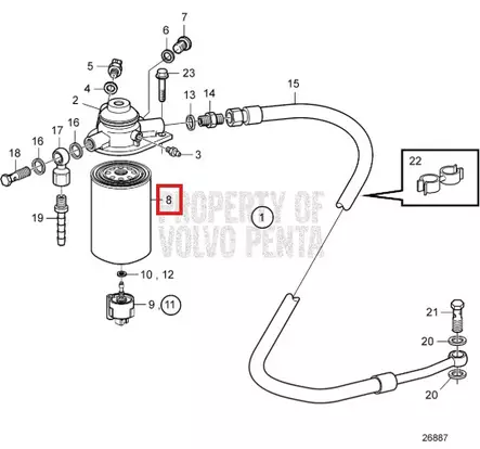 Polttoainesuodatin/Fuel Filter Volvo Penta D4 & D6 diesel 21718912 - Sisäperämoottorin osat - 51058 - 1