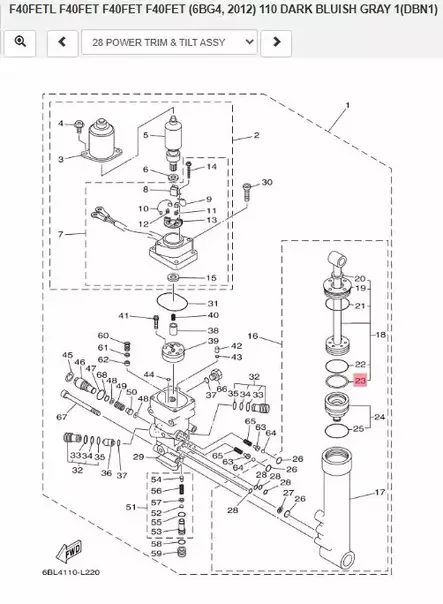 Ring Back Up Trimmiin Power Trim/Tilt Yamaha F20 F25 F30 F40 - Yamaha muut - 34178 - 2