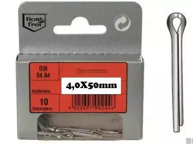 Saksisokka 4,0 X 50mm A4 DIN94 4kpl/pkt - Lowrance vene-elektroniikka - M9513043128 - 1