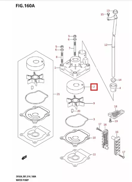 Siipipyörän Kuppi/Sleeve Water Pump Case Suzuki DF20-DF60 - Suzuki osat perämoottorille - 52518 - 1