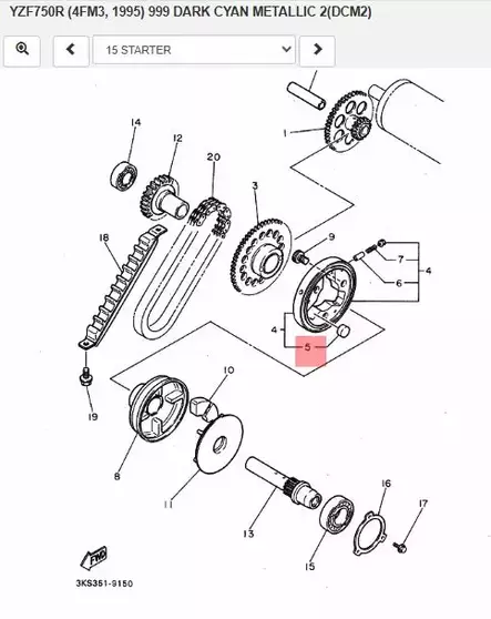 Starter Clutch Pin Dowel (341) Yamaha Moto XV535 Virago VMX12 - Yamaha Moto - 23618 - 2