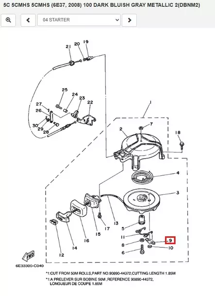 Starter Pawl Drive Yamaha 4-15hv 2-T - Varaosat ja lisävarusteet - 51018 - 1