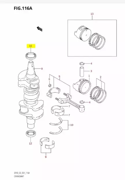 Stefa Kampiakseli (Ylä)/Oil Seal (35X47X6) Suzuki DF40 DF50 - Suzuki osat perämoottorille - 42948 - 2