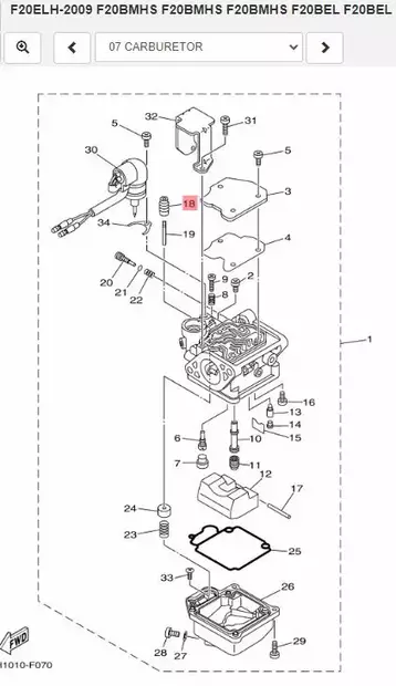 Suojakumi/Cover Plunger Cap Yamaha F9.9H-F40B Carburetor - Yamaha muut - 25028 - 2