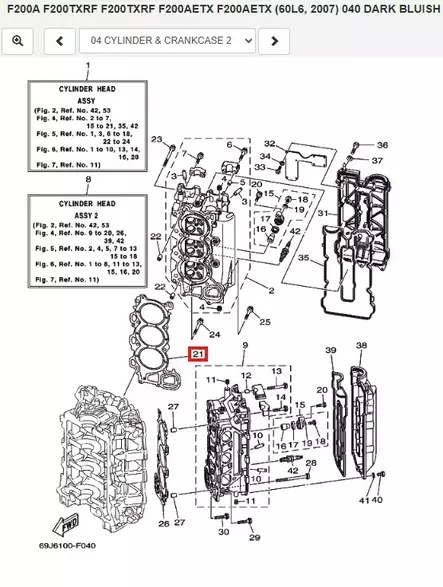 Sylinterikannentiiviste/Gasket Cylinder Head 1 Yamaha F200A F225A - Yamaha osat perämoottoreille - 51308 - 1