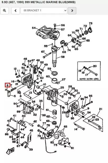 Tappi Moottorikiinnike/Pin (Bracket) Yamaha 8-50hv 2-T - Varaosat ja lisävarusteet - 52598 - 1