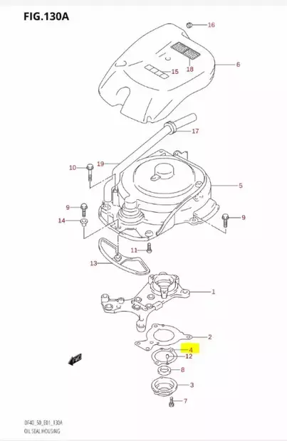 Tiiviste Alempi Stefayksikkö/Gasket Under Oil Seal HSG Suzuki DF40 DF50 - Suzuki osat perämoottorille - 42988 - 2