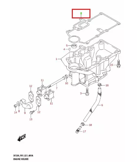Tiiviste/Gasket Engine Holder Suzuki DF9.9B DF15A DF20A - Suzuki osat perämoottorille - 50608 - 1