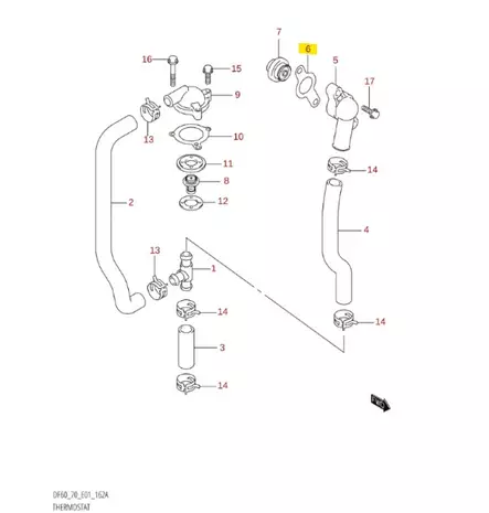 Tiiviste Vedenpaineventtiilille/Gasket Suzuki DF60/DF70 - Suzuki osat perämoottorille - 50398 - 1