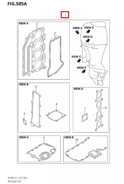 Tiivistesarja/Gasket Set Suzuki DF100-DF140hv - Varaosat ja lisävarusteet - 50978 - 1