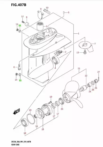 Vaihteistopropun Tiiviste/Plug Drain Suzuki DF2.5-DF30hv - Suzuki osat perämoottorille - 34568 - 2