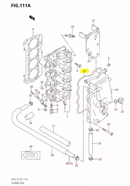 Venttiilikopan Tiiviste/Gasket Cylinder - Suzuki osat perämoottorille - 42798 - 2