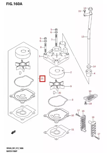 Vesipumpun Korjaussarja/Kit Water Pump Repair Suzuki DF40-DF60 - Suzuki osat perämoottorille - 51048 - 1