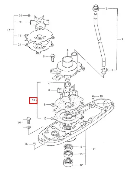 Vesipumpun Korjaussarja/Water Pump Repair Kit Suzuki DT50-DT55 - Suzuki osat perämoottorille - 50988 - 1