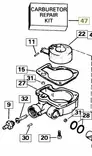 Kaasuttimen korjaussarja Evinrude/Johnson 4-15hv Carburator Repair Kit - Evinrude/Johnson osat perämoottoreille - 868 - 2