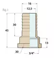 LETKURUUVIKE 3/4' x 16 MM, SISÄKIERTEELLÄ - Veneen LVI - M9515014018 - 2