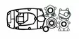 Alavaihteiston tiivistesarja YAMAHA 30hv 1987-97 - Perämoottorin Moottorin osat - 38418 - 1