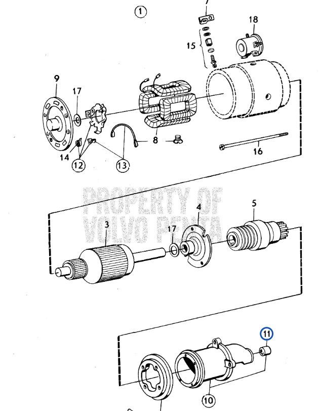 LAAKERI/Käynnistysmoottori/Starter Motor Volvo Penta - Sisäperämoottorin osat - 6588 - 1