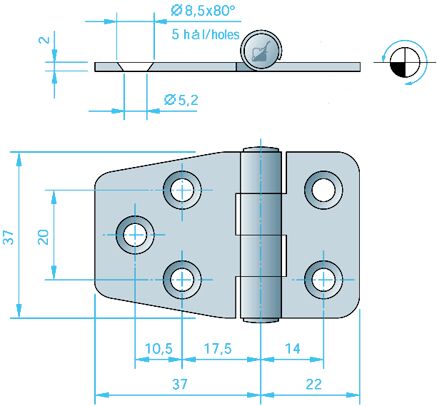 LUUKKUSARANA 37MM - Veneen lukot ja saranat - M9516003059 - 1