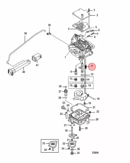 Kaasarin Neulaventtiili/Float Valve Mercury 8-20hv/Tohatsu F20 - Mercury/Mercruiser osat - 43469 - 2