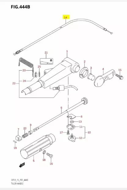 Kaasuvaijeri/Cable Throttle Suzuki DF9.9 DF15 (2005-->) - Suzuki osat perämoottorille - 42799 - 2