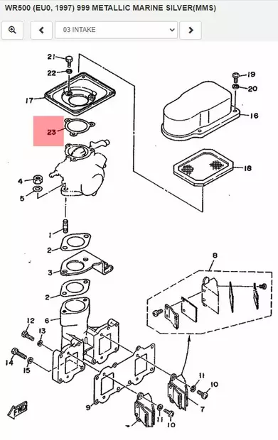 Tiiviste/Gasket Air Cooler Cover Yamaha Vesijetti WR500 WJ500 - Yamaha Moto - 11519 - 2