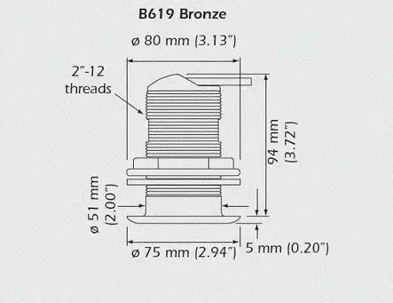 Garmin Pohjanläpianturi B619, 8-PIN, 77-200 KHZ kaiku/lämpötila - Garmin vene-elektroniikka - 33289 - 2