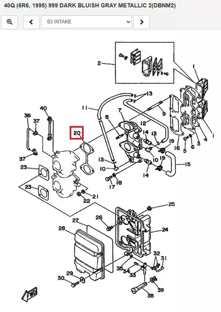Imusarjan Tiiviste/Gasket Manifold Yamaha 40Q 2-T - Varaosat ja lisävarusteet - 52599 - 1