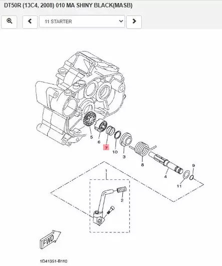 Jousi Käynnistyspoljin/Kick Starter Spring Yamaha Moto DT50R DT50RSM - Yamaha Moto - 18149 - 2