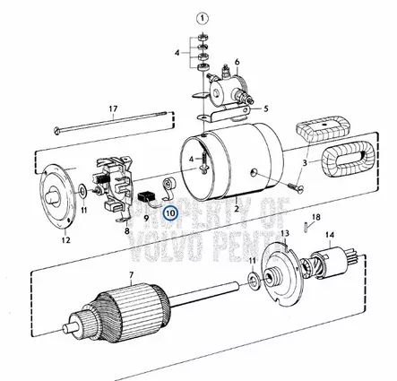 JOUSISARJA Käynnistysmoottori/Starter Motor Volvo Penta AQ175A/AQ200-AQ290A - Sisäperämoottorin osat - 6589 - 1