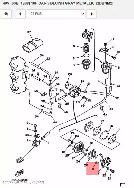 Kalvo Polttoainepumppu Yamaha 40-90hv 2-T - Yamaha muut - 5909 - 2