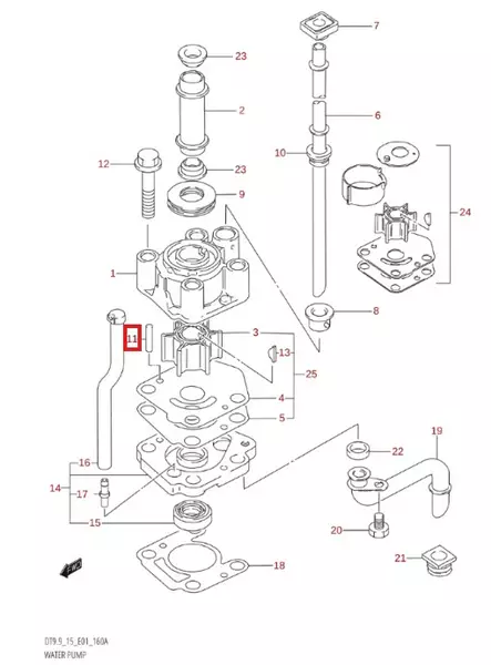 Katkotappi Vesipumppuun/Pin 4X19mm Suzuki DT9.9/15 DF9.9/15 - Suzuki osat perämoottorille - 50469 - 1
