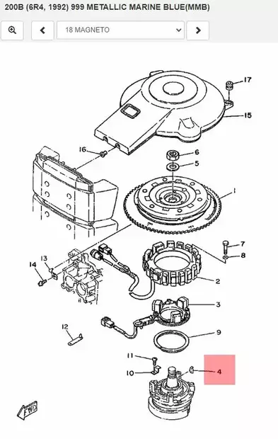 Kiila Magneto/Generator/Key Woodruff (12R) Yamaha 25-250hv 2-Tahti - Yamaha muut - 21069 - 2