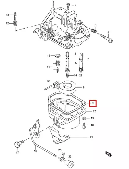 Kohokammion Tiiviste/Gasket Float Chamber Suzuki DT - Suzuki osat perämoottorille - 50869 - 2