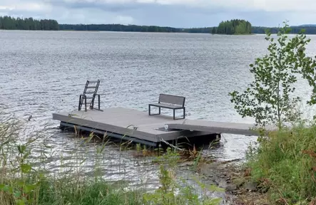 Laituri Savorak Mökki-P 6 x 2,4m + silta ruskea - Muoviputkiponttonilaiturit - 50929 - 1