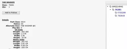 Lukituslevy Potkuriin/Tab Washer Mercury (76281) 18-75hv - Perämoottorin Perän osat - 39099 - 2