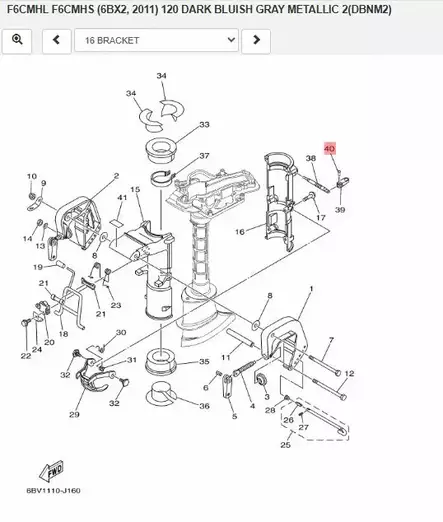 Niitti/Lukitustappi/Rivet (6L5) (Bracket) Yamaha F2.5B-F6C 3A-5CS - Yamaha muut - 27519 - 2
