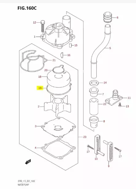 O-Rengas Vesipumpun Kotelo/Sealing Pump - Suzuki osat perämoottorille - 42919 - 2