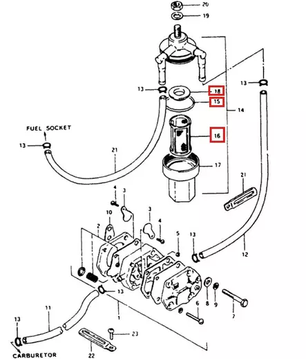 Polttoainesuodatin Elementti/Fuel Filter Set Suzuki DT5-DT225 - Suzuki osat perämoottorille - 50819 - 2