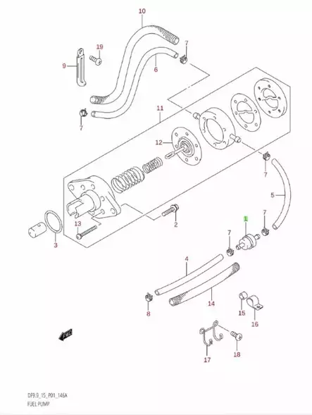 Polttoainesuodatin/Fuel Filter Suzuki DF4/5/6/9,9/15 DT5/6/8 DT8C-1 - Suzuki osat perämoottorille - 37719 - 2