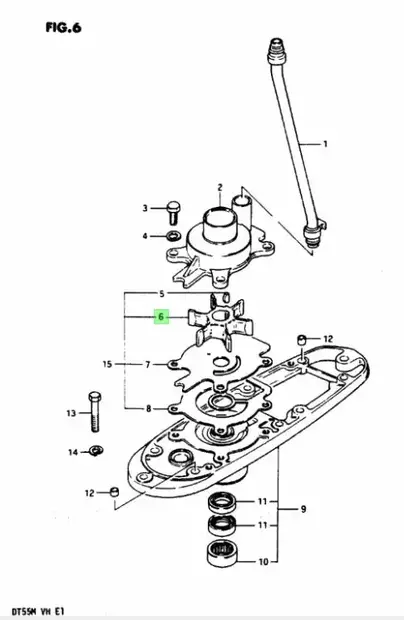 Siipipyörä/Impeller Suzuki DT50-DT85 (122-9-45502) - Perämoottorin Jäähdytys - 42879 - 2